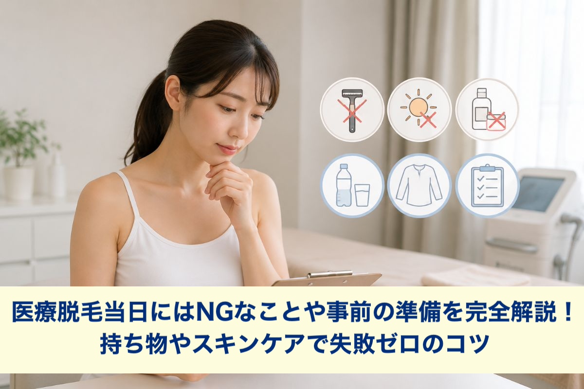 医療脱毛当日にはNGなことや事前の準備を完全解説!持ち物やスキンケアで失敗ゼロのコツ